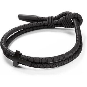 Mens Cross Bracelet Adjustable Silicone Rope Waterproof Christian Jewelry